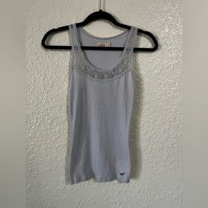 🎀3/$10 Light Gray Hollister Tank with Lace and Beading